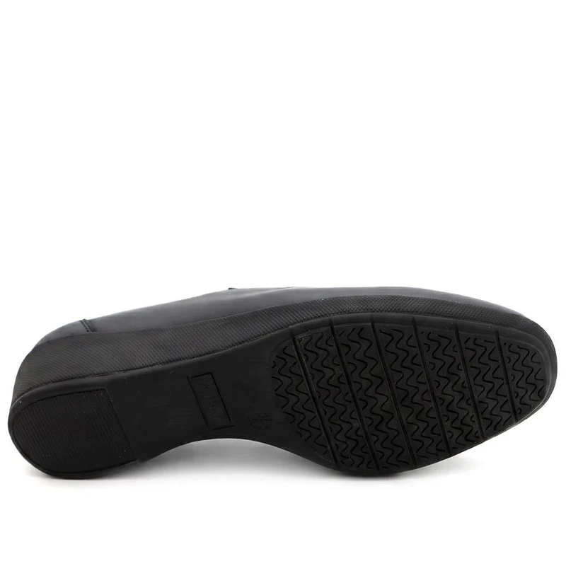 Smart Leather Wedged Slip On Shoes - KF44003 / 329 816 - Navy Combi