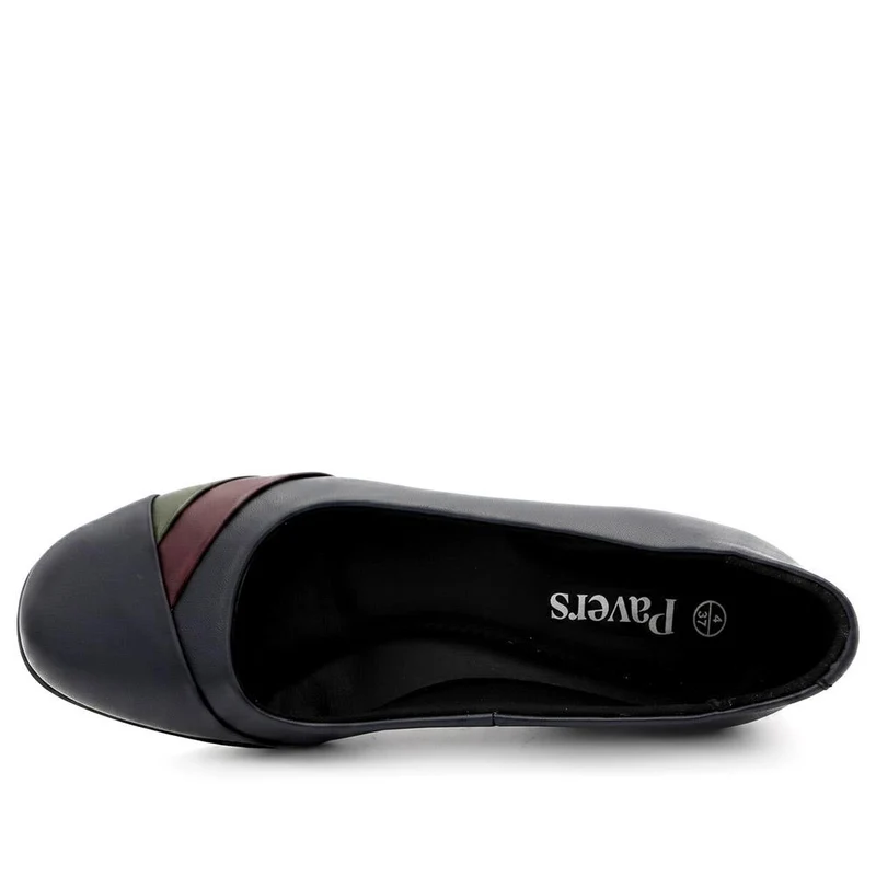 Smart Leather Wedge Heel Pumps - KF44002 / 329 815 - Navy Combi