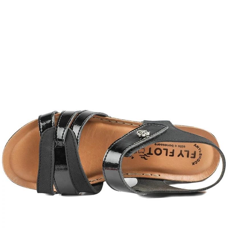 Fly Flot Patent Touch Fasten Sandals - FLY43008 / 328 655 - Black