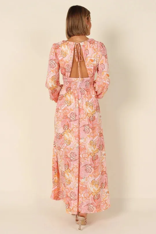 Tailliertes Midikleid mit Blumenmuster und V-Ausschnitt für Damen - Chiara