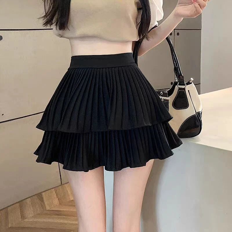 Damen Minirock aus Chiffon mit Falten und ausgestelltem Schnitt - Maëlle