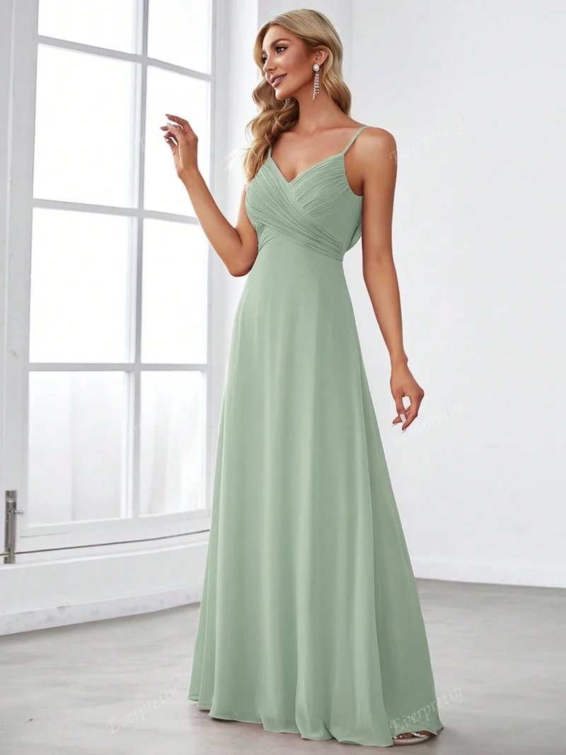 Langes elegantes Chiffonkleid mit dünnen Trägern - Estrella