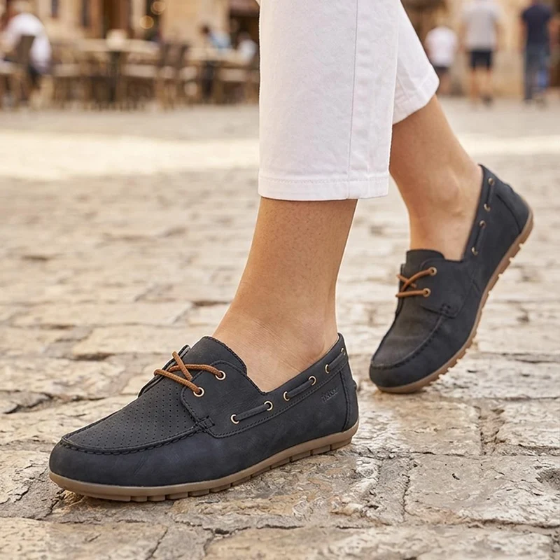 Rieker Breathable Laced Loafers - RKR43068 / 330 547 - Navy