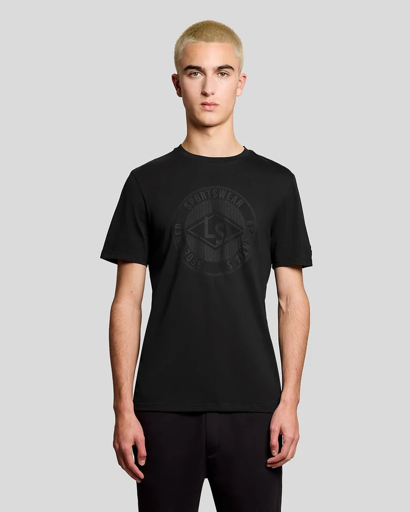Lyle & Scott Herren-T-Shirt mit Grafiklogo „Sports Redefined“ | Tiefschwarz