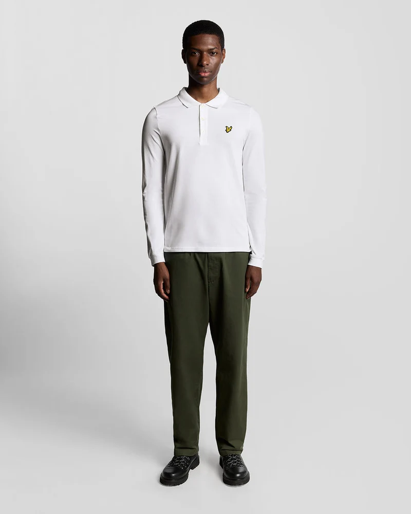 Lyle & Scott Herren-Poloshirt aus Baumwolle mit langen Ärmeln | Weiß