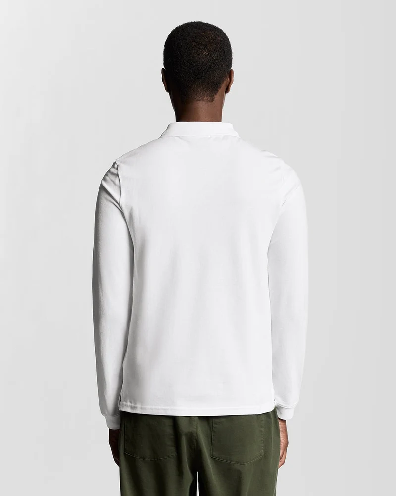 Lyle & Scott Herren-Poloshirt aus Baumwolle mit langen Ärmeln | Weiß