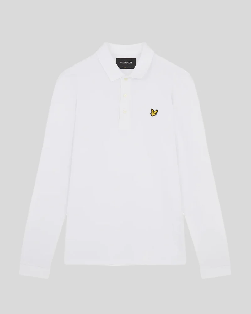Lyle & Scott Herren-Poloshirt aus Baumwolle mit langen Ärmeln | Weiß