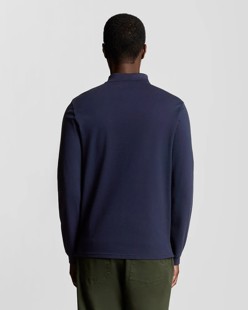 Lyle & Scott Herren-Poloshirt aus Baumwolle mit langen Ärmeln | Marineblau