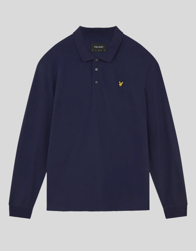 Lyle & Scott Herren-Poloshirt aus Baumwolle mit langen Ärmeln | Marineblau