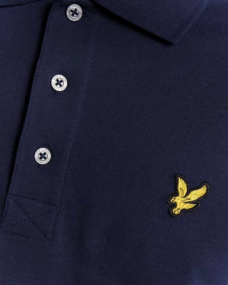 Lyle & Scott Herren-Poloshirt aus Baumwolle mit langen Ärmeln | Marineblau