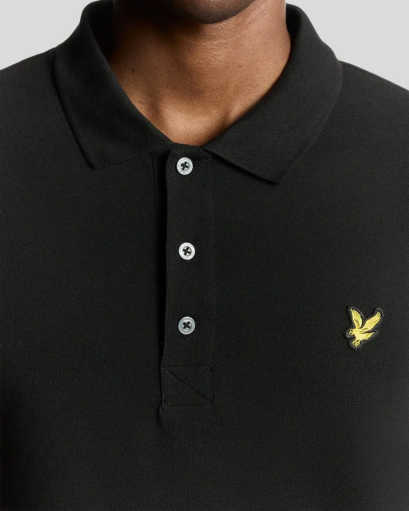 Lyle & Scott Herren-Poloshirt aus Baumwolle mit langen Ärmeln | Tiefschwarz