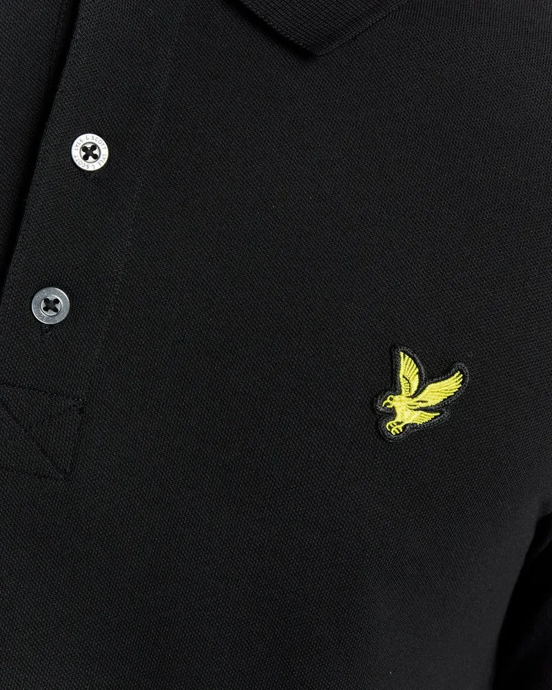 Lyle & Scott Herren-Poloshirt aus Baumwolle mit langen Ärmeln | Tiefschwarz
