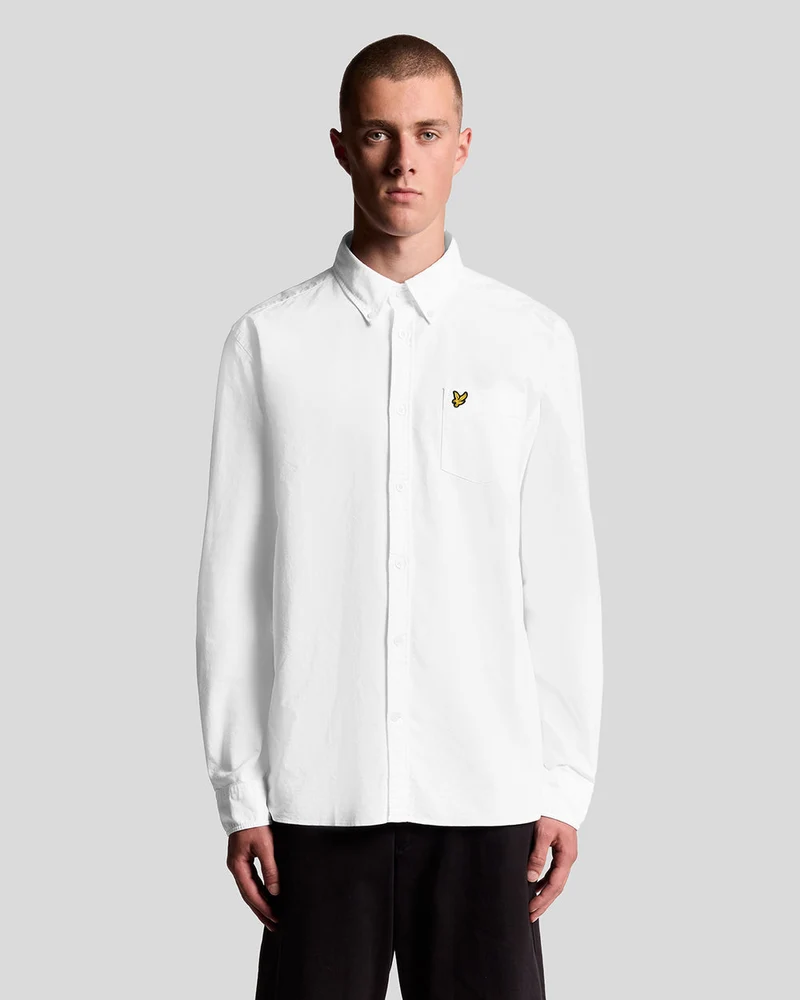 Lyle & Scott Herren-Baumwollhemd mit Knopfleiste | Weiß
