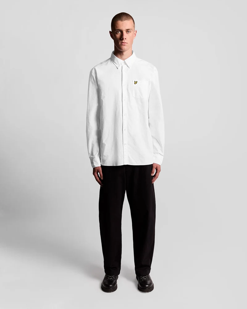 Lyle & Scott Herren-Baumwollhemd mit Knopfleiste | Weiß