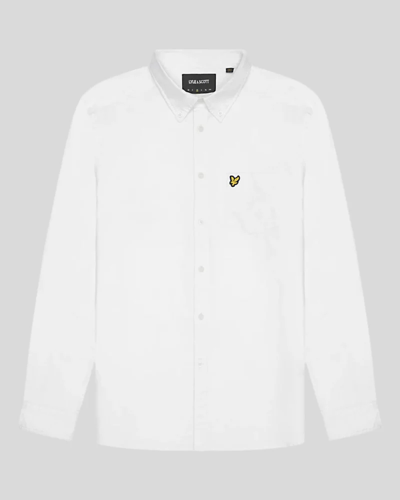 Lyle & Scott Herren-Baumwollhemd mit Knopfleiste | Weiß