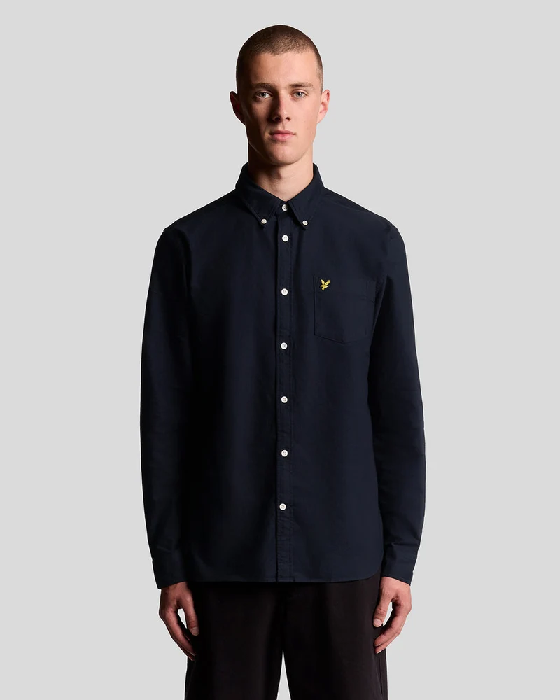 Lyle & Scott Herren-Baumwollhemd mit Knopfleiste | Dunkelblau