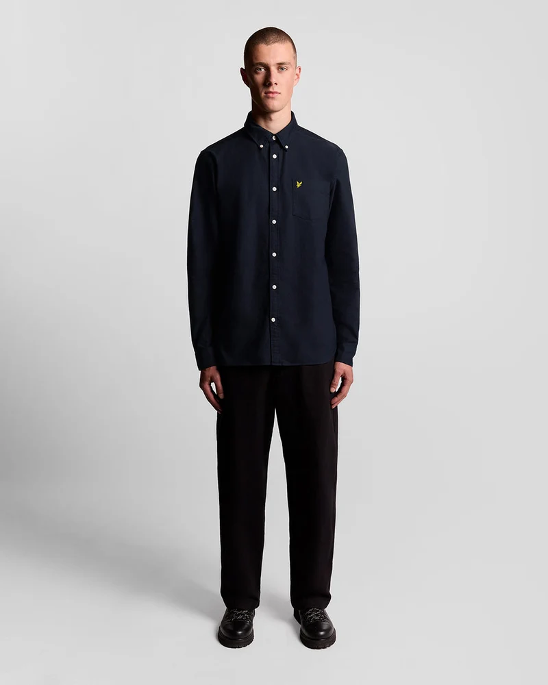Lyle & Scott Herren-Baumwollhemd mit Knopfleiste | Dunkelblau
