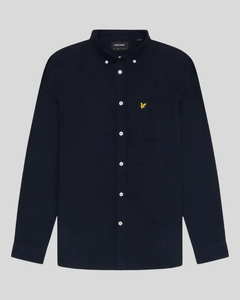 Lyle & Scott Herren-Baumwollhemd mit Knopfleiste | Dunkelblau