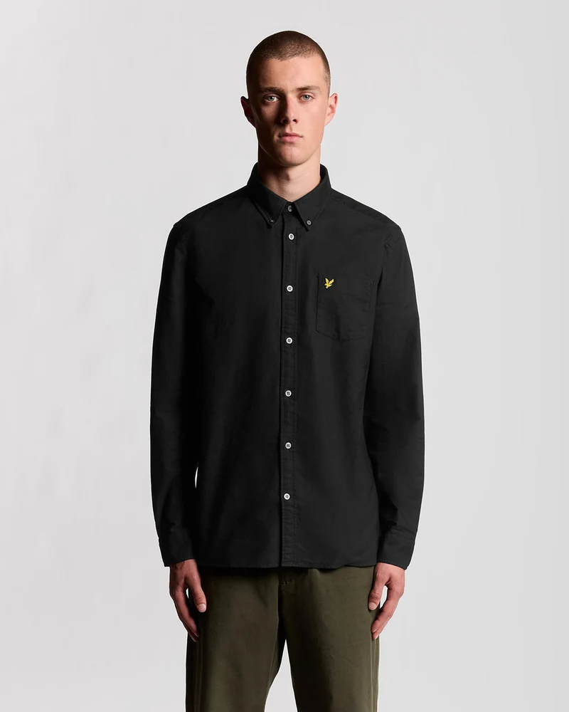 Lyle & Scott Herren-Baumwollhemd mit Knopfleiste | Schwarz