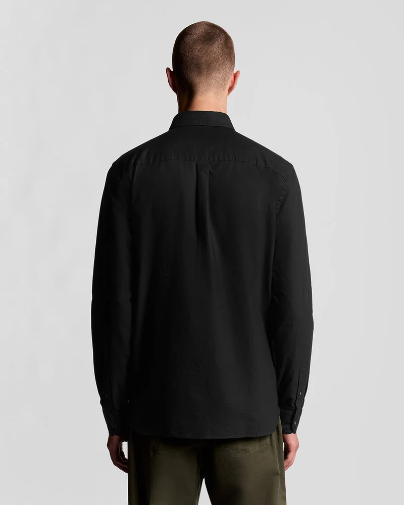 Lyle & Scott Herren-Baumwollhemd mit Knopfleiste | Schwarz