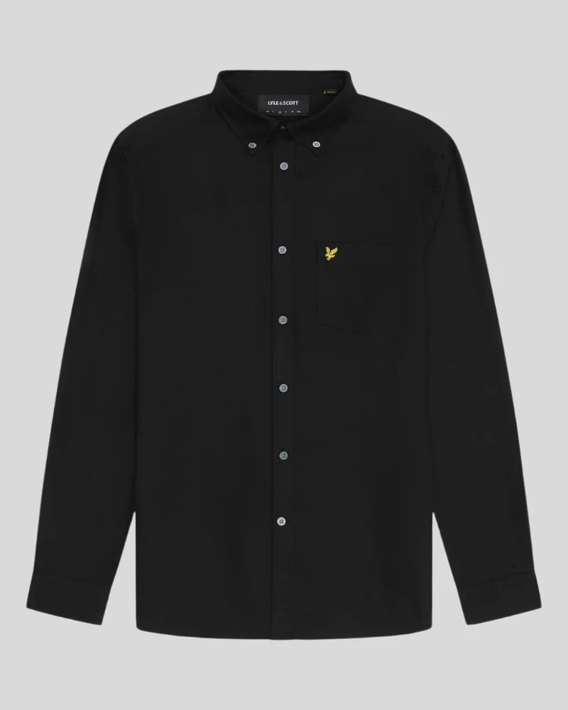 Lyle & Scott Herren-Baumwollhemd mit Knopfleiste | Schwarz