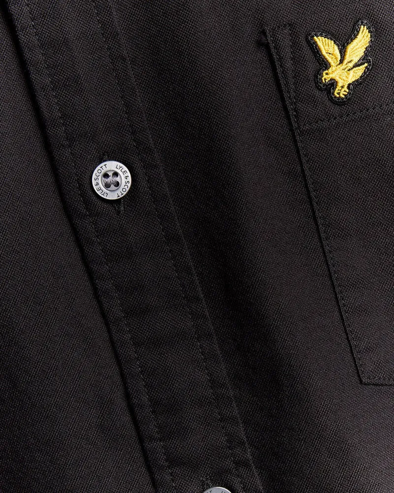 Lyle & Scott Herren-Baumwollhemd mit Knopfleiste | Schwarz