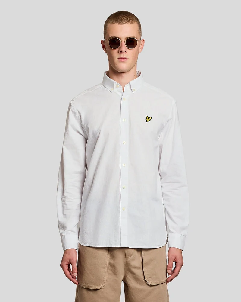 Lyle & Scott Herren-Oxfordhemd aus Leinenmischgewebe | Weiß