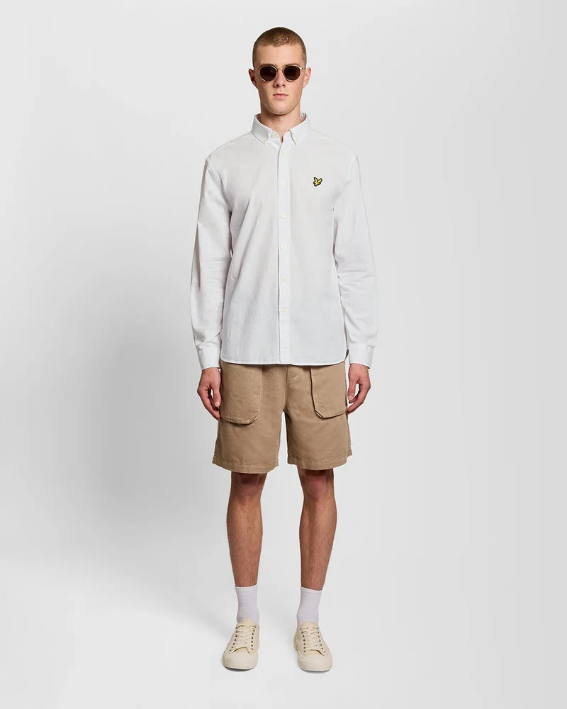 Lyle & Scott Herren-Oxfordhemd aus Leinenmischgewebe | Weiß