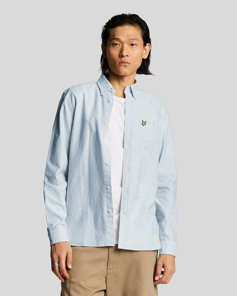 Lyle & Scott Herren-Oxfordhemd aus Baumwolle mit Streifen | Hellblau