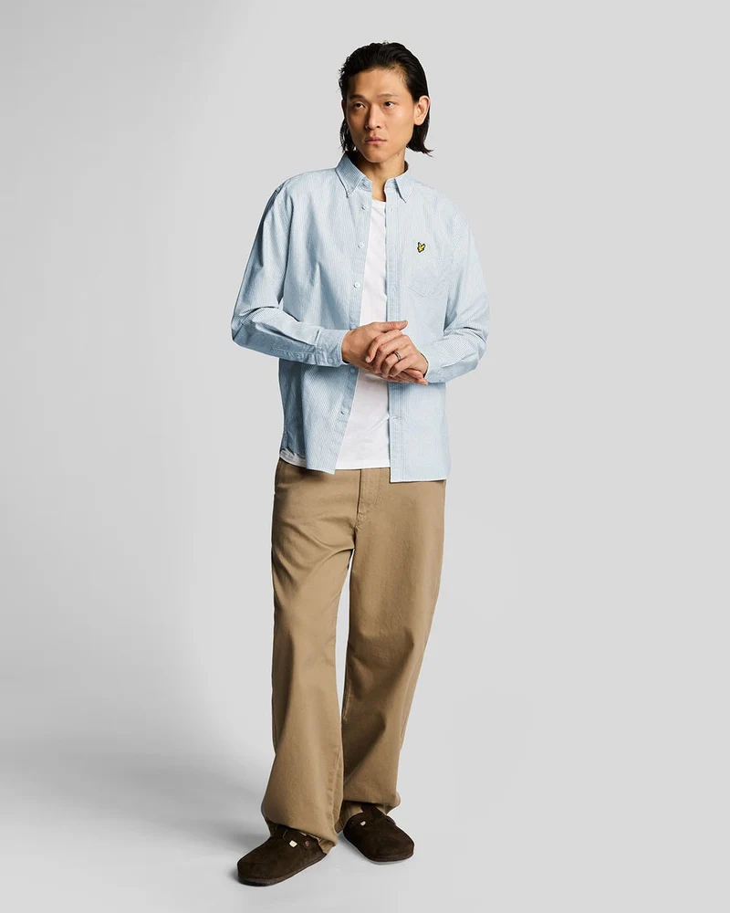 Lyle & Scott Herren-Oxfordhemd aus Baumwolle mit Streifen | Hellblau