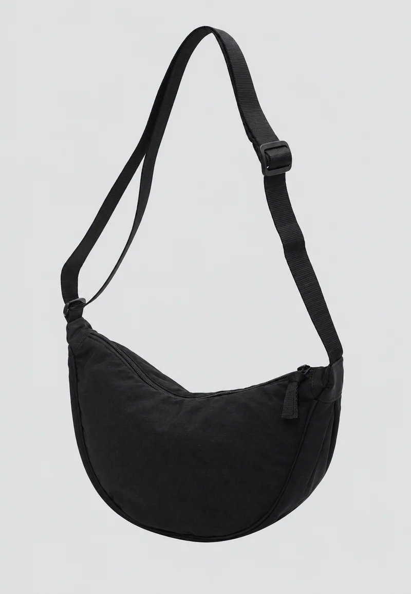 Nylon-Umhängetasche für Damen in Halbmondform mit verstellbarem Riemen – Camille