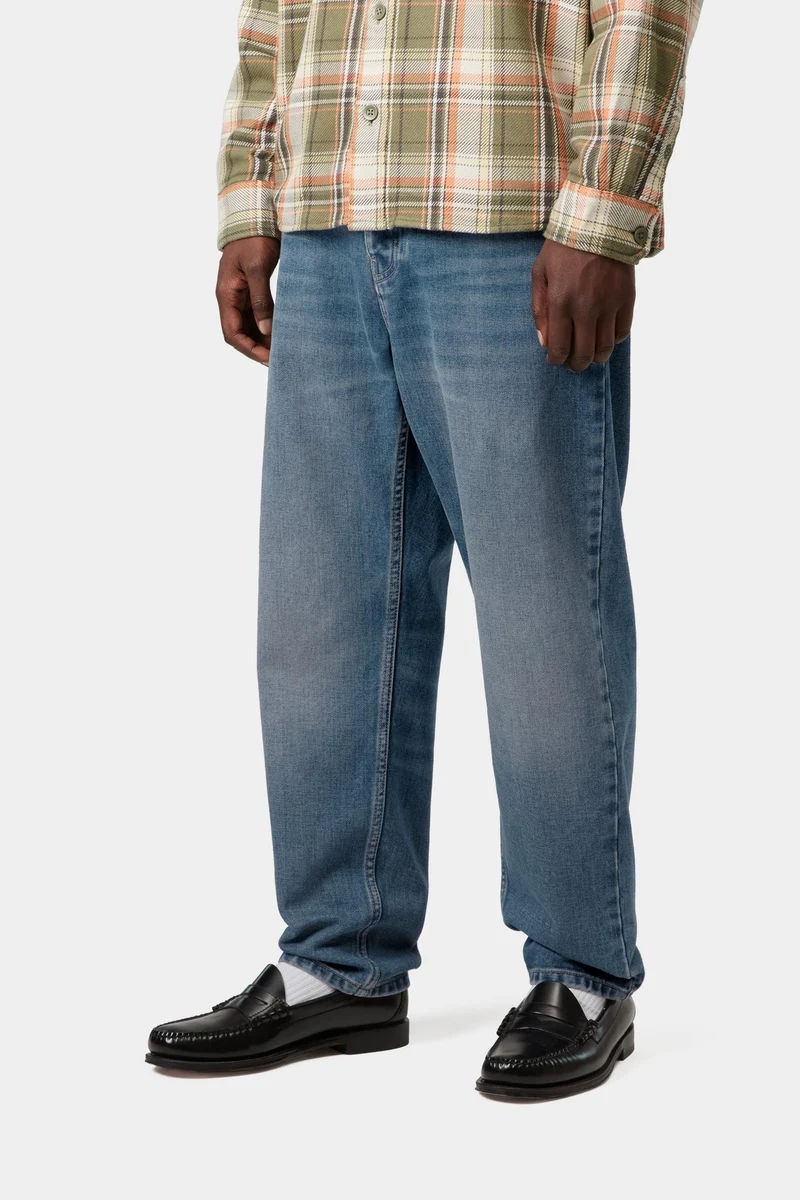 Carhartt WIP Herren Newel Hose | Dunkelblau, Used-Look
