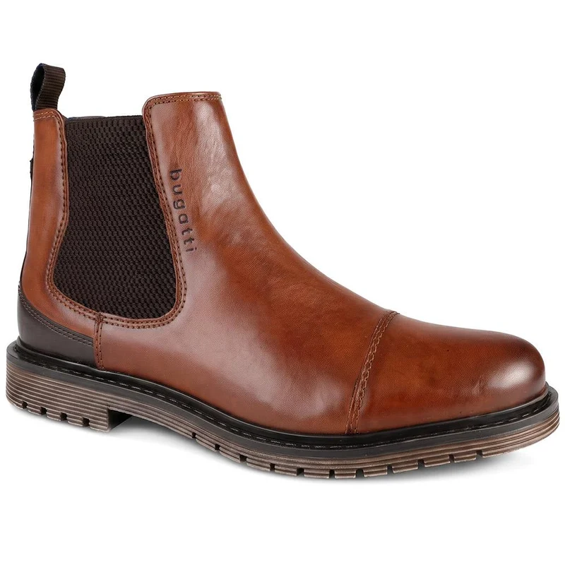 Bugatti Wide Fit Casual Heeled Chelsea Boots - BUG44503 / 329 641 - Cognac
