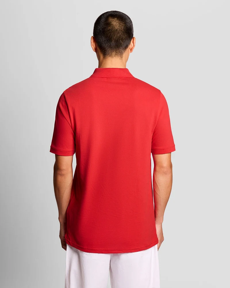 Lyle & Scott Herren-Poloshirt mit Knopfleiste und Zierstreifen | Kirschrot