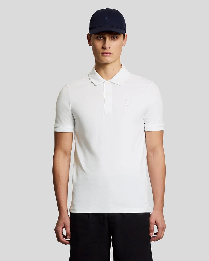 Lyle & Scott Herren-Poloshirt mit Abnähern an den Ärmelbündchen | Weiß