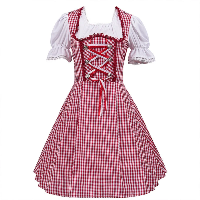 Dirndl Damen Klassisch Kariert Rot-Weiß - Mallela