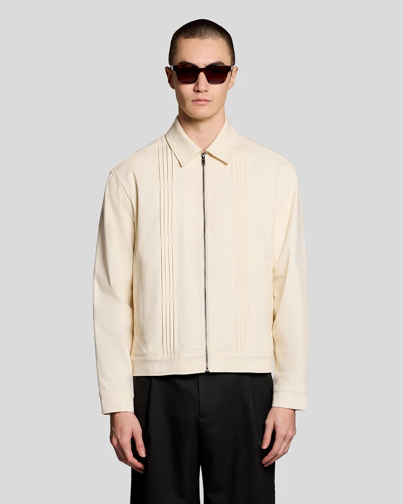 Lyle & Scott Herren-Jacke mit Ziernähten und Reißverschluss | Strahlendes Ecru