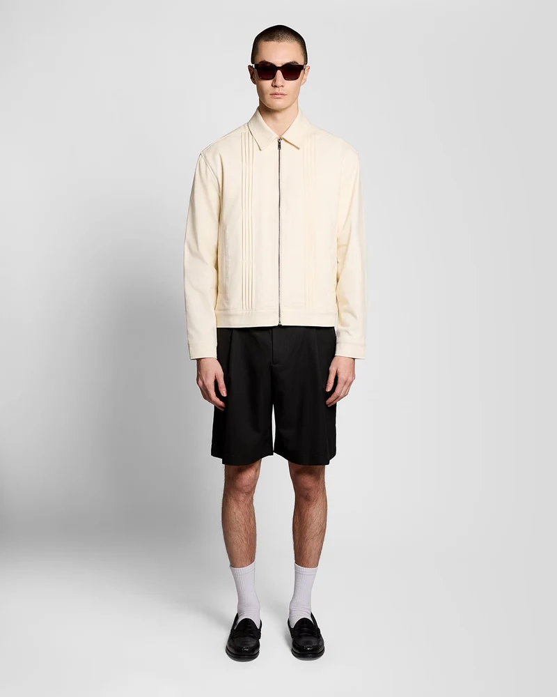Lyle & Scott Herren-Jacke mit Ziernähten und Reißverschluss | Strahlendes Ecru