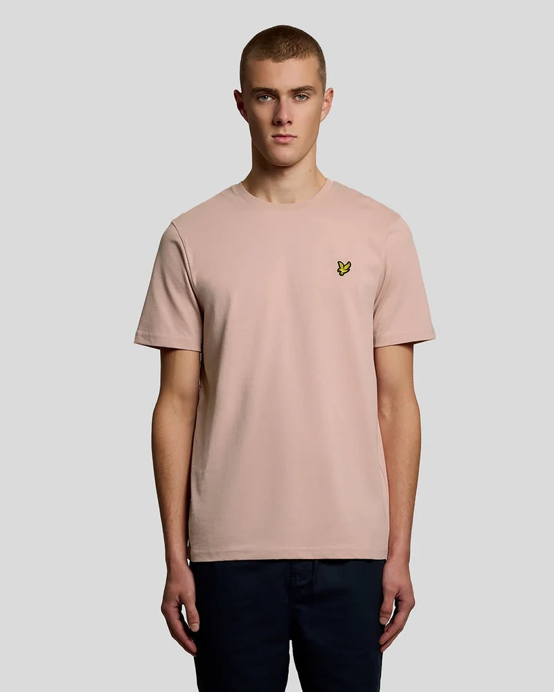 Lyle & Scott Herren-T-Shirt aus Baumwolle mit Rundhalsausschnitt | Rosa Grapefruit