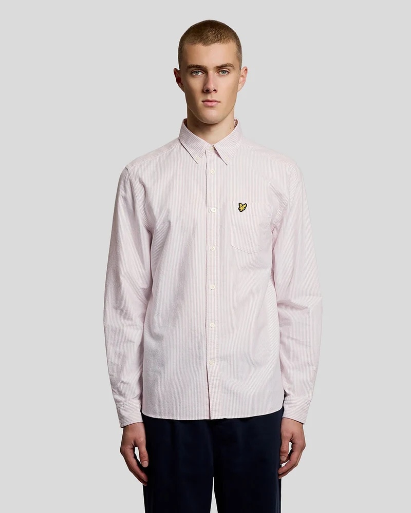 Lyle & Scott Herren-Oxfordhemd aus Baumwolle mit Streifen | Rosa Grapefruit