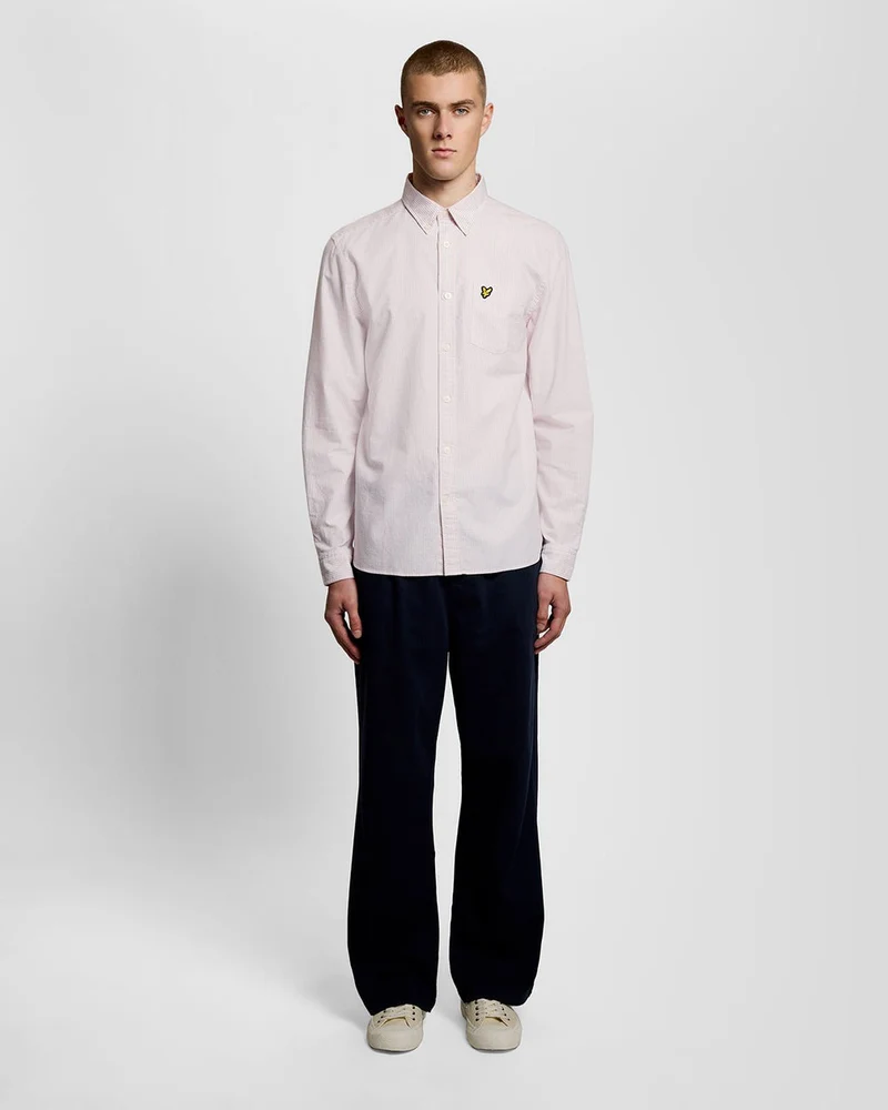 Lyle & Scott Herren-Oxfordhemd aus Baumwolle mit Streifen | Rosa Grapefruit