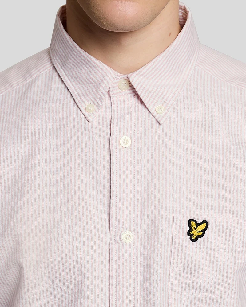 Lyle & Scott Herren-Oxfordhemd aus Baumwolle mit Streifen | Rosa Grapefruit