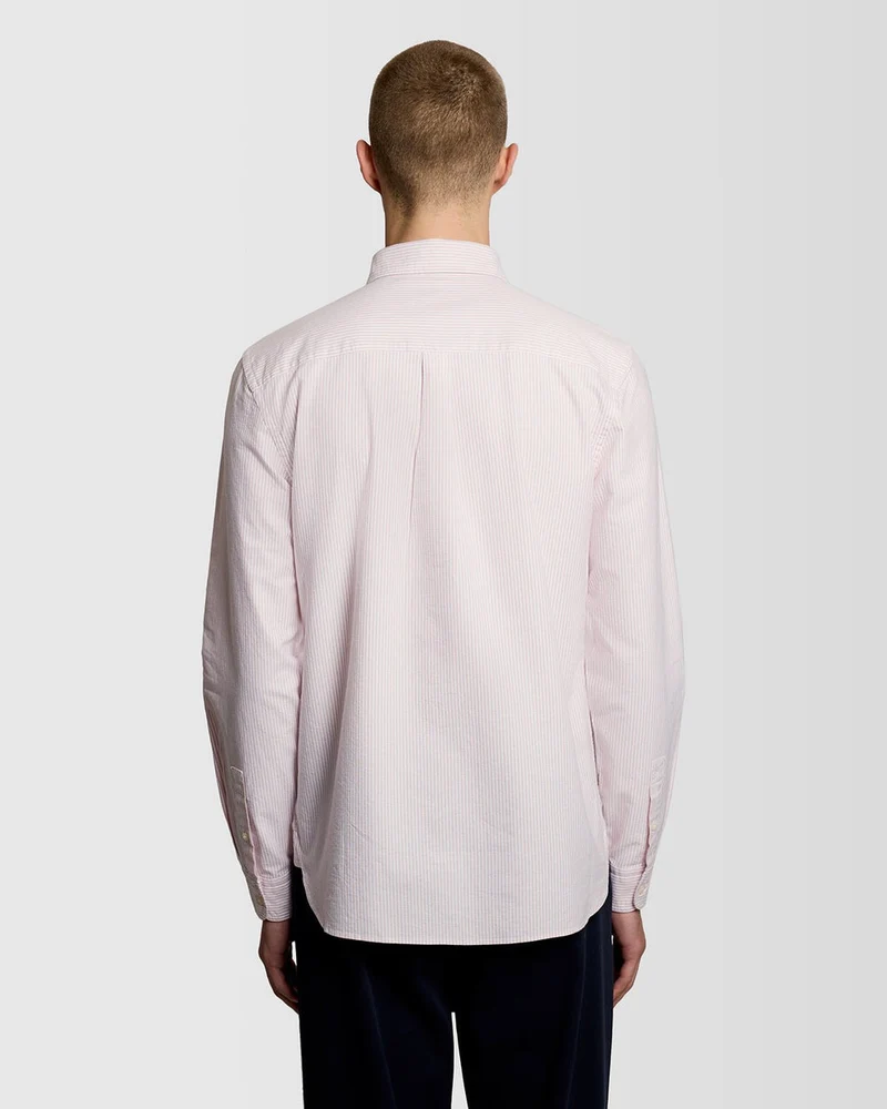 Lyle & Scott Herren-Oxfordhemd aus Baumwolle mit Streifen | Rosa Grapefruit