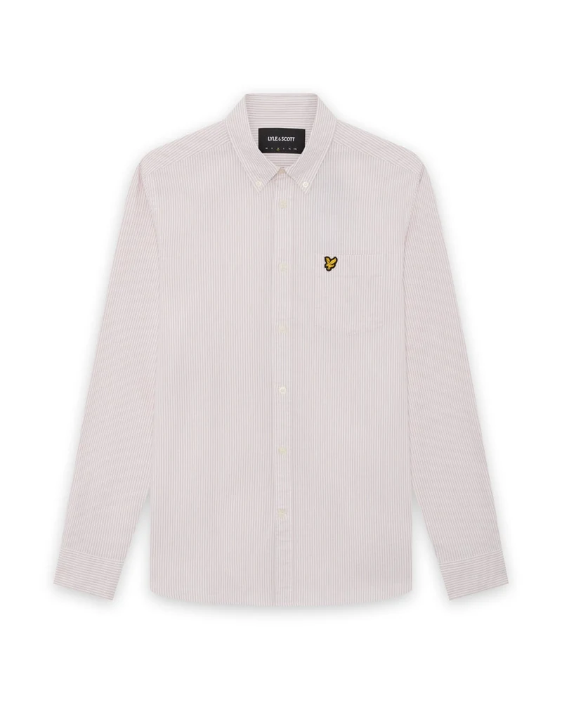 Lyle & Scott Herren-Oxfordhemd aus Baumwolle mit Streifen | Rosa Grapefruit