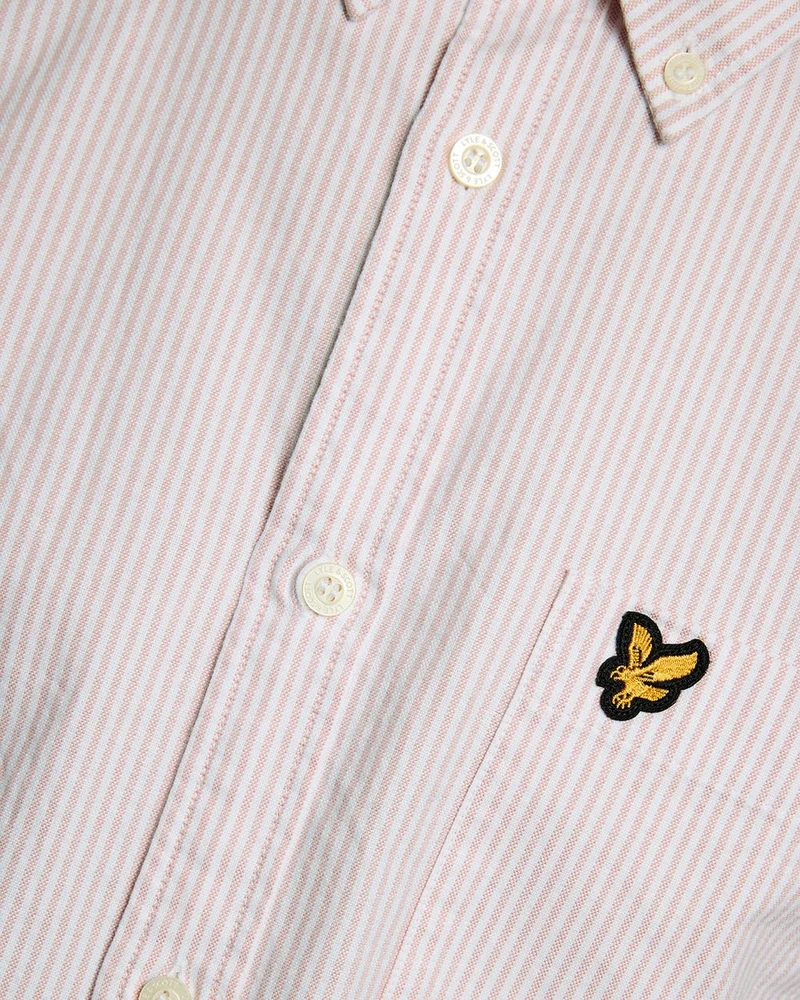 Lyle & Scott Herren-Oxfordhemd aus Baumwolle mit Streifen | Rosa Grapefruit