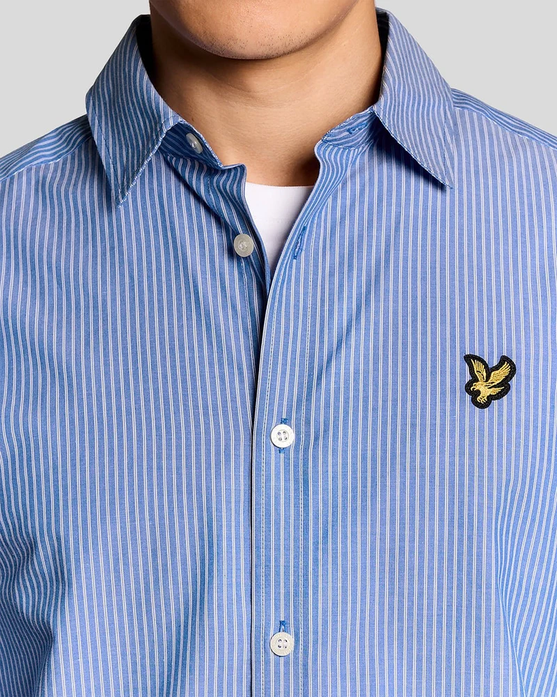 Lyle & Scott Herrenhemd aus Baumwollpopeline mit Doppelstreifen | Hellblau