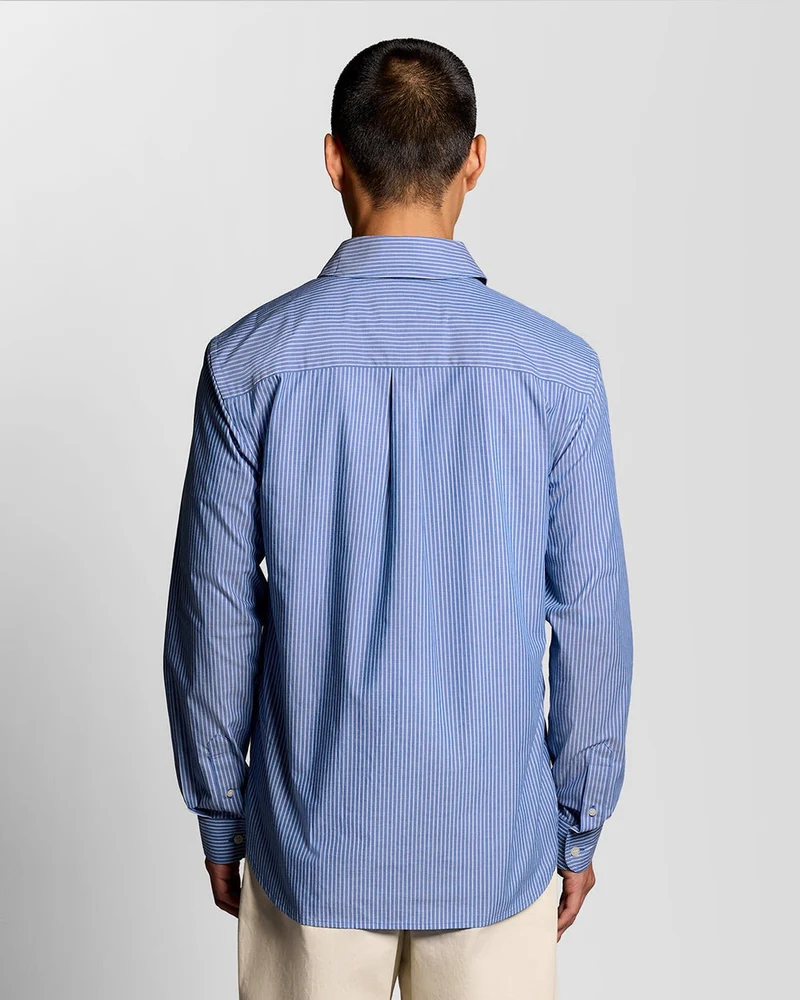 Lyle & Scott Herrenhemd aus Baumwollpopeline mit Doppelstreifen | Hellblau