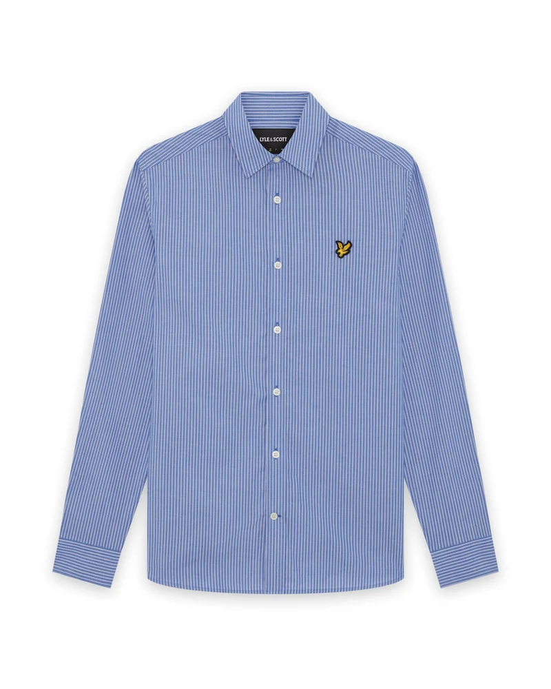 Lyle & Scott Herrenhemd aus Baumwollpopeline mit Doppelstreifen | Hellblau