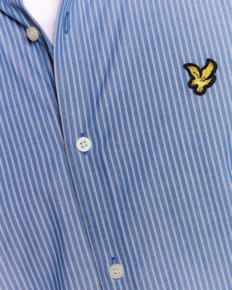 Lyle & Scott Herrenhemd aus Baumwollpopeline mit Doppelstreifen | Hellblau