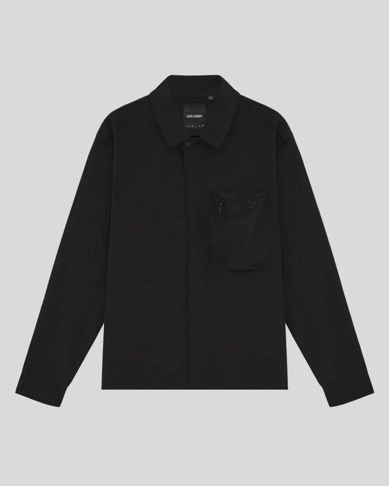Lyle & Scott Leichtes Herren-Overshirt mit Utility-Tasche | Tiefschwarz